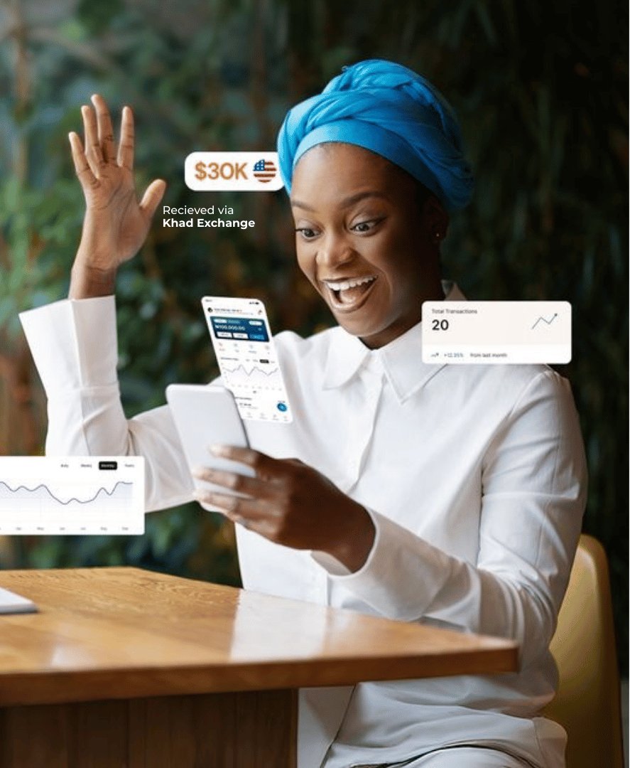 Happy KhadExchange customer receiving international transfer